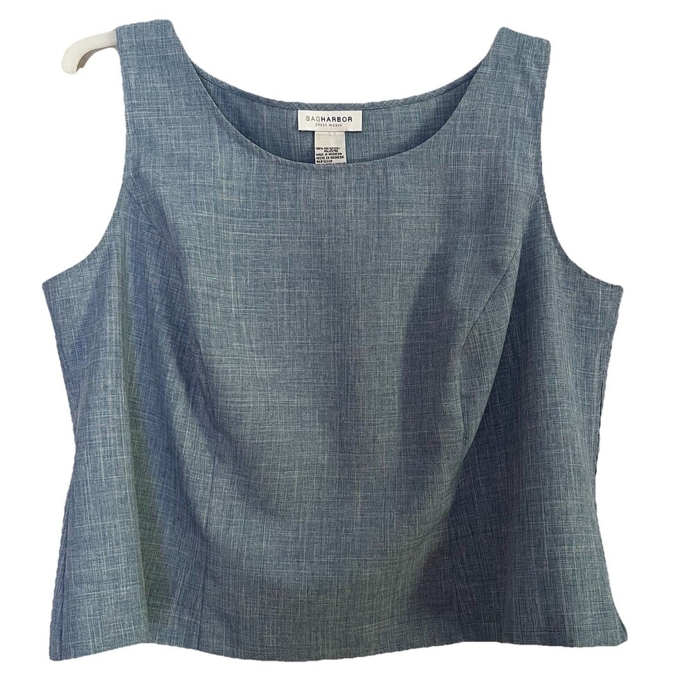 Sag Harbor Blue Sleeveless Dress Shirt Business Tank Top Office Plus Size 20W